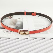 Fashion Adjustable Strap With Cross Pattern Lock Buckle (orange) Thin Belt With Pu Lock Buckle