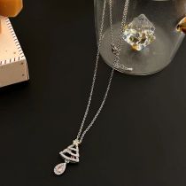 Fashion Silver Copper And Diamond Christmas Tree Necklace