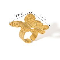 Fashion 3# Stainless Steel Butterfly Open Ring