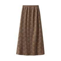 Fashion Coffee Color Lace Elastic Skirt