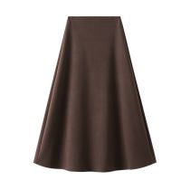 Fashion Dark Coffee Polyester High Waist Skirt