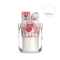 Fashion White Strawberry Bear Stainless Steel Cartoon Large Capacity Thermos Cup