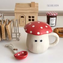 Fashion Mushroom Cup (with Lid) Red Mushroom Ceramic Large Capacity Mug