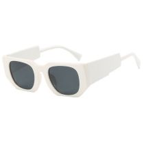 Fashion Solid White Gray Flakes Ac Square Wide Leg Sunglasses