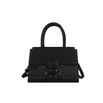 Fashion Black Crocodile Pattern Flap Crossbody Bag