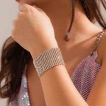 Fashion Gold Geometric Diamond Wide Bracelet