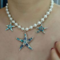 Fashion Necklace Copper And Diamond Starfish Pearl Bead Necklace