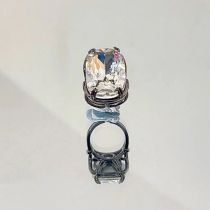 Fashion Silver Copper Set Square Zirconium Open Ring