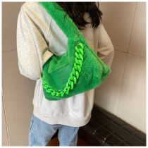 Fashion Green Plush Large Capacity Shoulder Bag