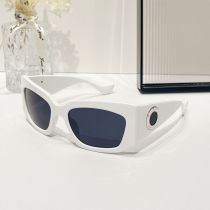 Fashion White Frame All Gray Film Pc Wide Leg Hoop Sunglasses