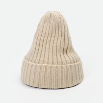 Fashion Beige Polyester Knitted Rolled Edge Beanie