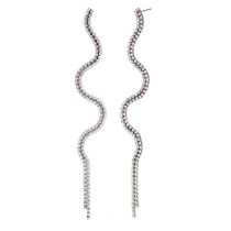 Fashion Silver Stainless Steel Gold Plated Diamond Curve Earrings