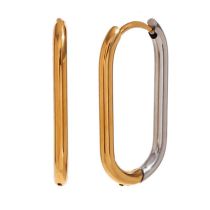 Fashion Gold Silver Stainless Steel Gold Plated Oval Earrings