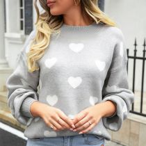 Fashion Grey Heart-spun Knitted Love Sweater