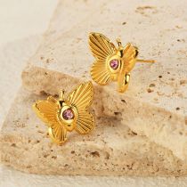 Fashion Butterfly Earrings Stainless Steel Diamond Butterfly Stud Earrings