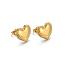 Fashion Gold Stainless Steel Heart Stud Earrings