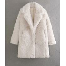 Fashion Beige Artificial Fur Lapel Coat Jacket