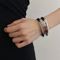 Fashion Double -layer Silver Alloy Geometric Flying Saucer Opening Bracelet