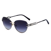 Fashion Sand Black Double Gray Cat Eye Large Frame Sunglasses