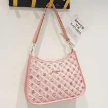 Fashion Pink Pu Printed Large Capacity Shoulder Bag