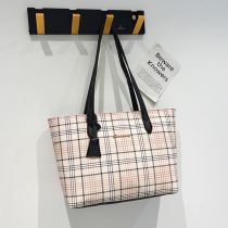 Fashion Black Pu Plaid Large Capacity Shoulder Bag