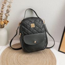 Fashion Embroidered Black Pu Diamond Large Capacity Backpack