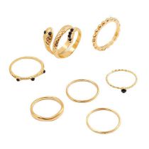 Fashion Gold Alloy Diamond Snake Ring Set