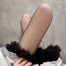 Fashion Black Core-spun Silk Hot Silver Sequin Stockings
