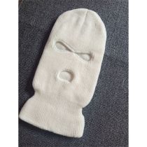Fashion White Knitted Hollow Face Mask Beanie