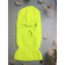 Fashion Fluorescent Yellow Knitted Hollow Face Mask Beanie