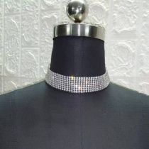 Fashion 8 Rows Of Diamonds Silver Metal Diamond Geometric Necklace