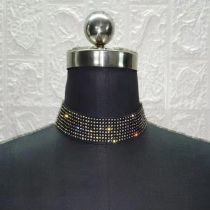 Fashion 8 Rows Of Diamonds Black Metal Diamond Geometric Necklace