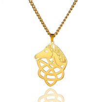 Fashion Gold Stainless Steel Horse Head Mens Necklace