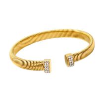 Fashion Open Bracelet 8mm Gold Stainless Steel Diamond Thread Bracelet