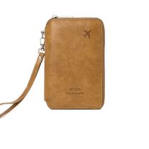 Fashion Light Brown Pu Multifunctional Zipper Wallet