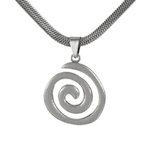 Fashion Silver Titanium Steel Spiral Pendant Snake Bone Chain Necklace