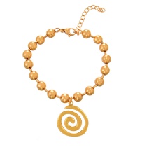 Fashion Golden 3 Copper Spiral Pattern Pendant Bead Bracelet (6mm)