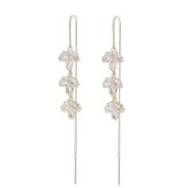 Fashion Gold Alloy Diamond Maple Leaf Earrings