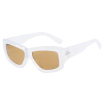 Fashion White Framed Tea Slices Pc Square Frame Sunglasses