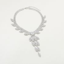 Fashion Silver Metal Diamond Geometric Necklace