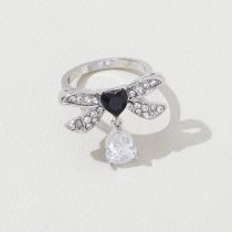 Fashion Silver Alloy Diamond Bow Ring