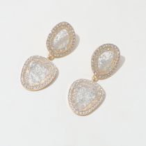 Fashion Gold Alloy Diamond Irregular Earrings