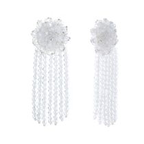 Fashion Silver Resin Geometric Tassel Flower Earrings