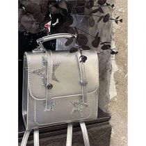 Fashion Silver Pu Large Capacity Backpack
