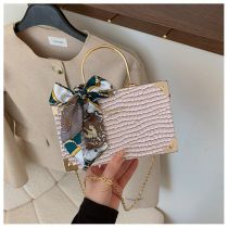 Fashion Gold Pu Texture Silk Scarf Hand-held Crossbody Bag