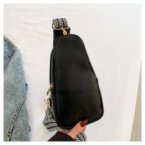 Fashion Black Pu Large Capacity Crossbody Chest Bag