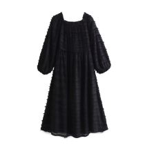 Fashion Black One Shoulder Puff Sleeve Knee Length Skirt