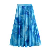 Fashion Blue Polyester Printed Skirt