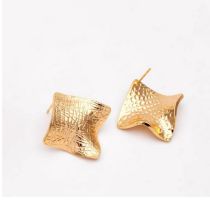Fashion Gold Titanium Steel Pattern Curved Earrings