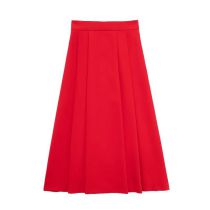 Fashion Red Blended Pleated Skirt